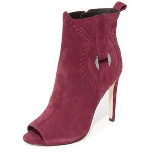 Rebecca Minkoff Ridley Suede Peep Toe Booties